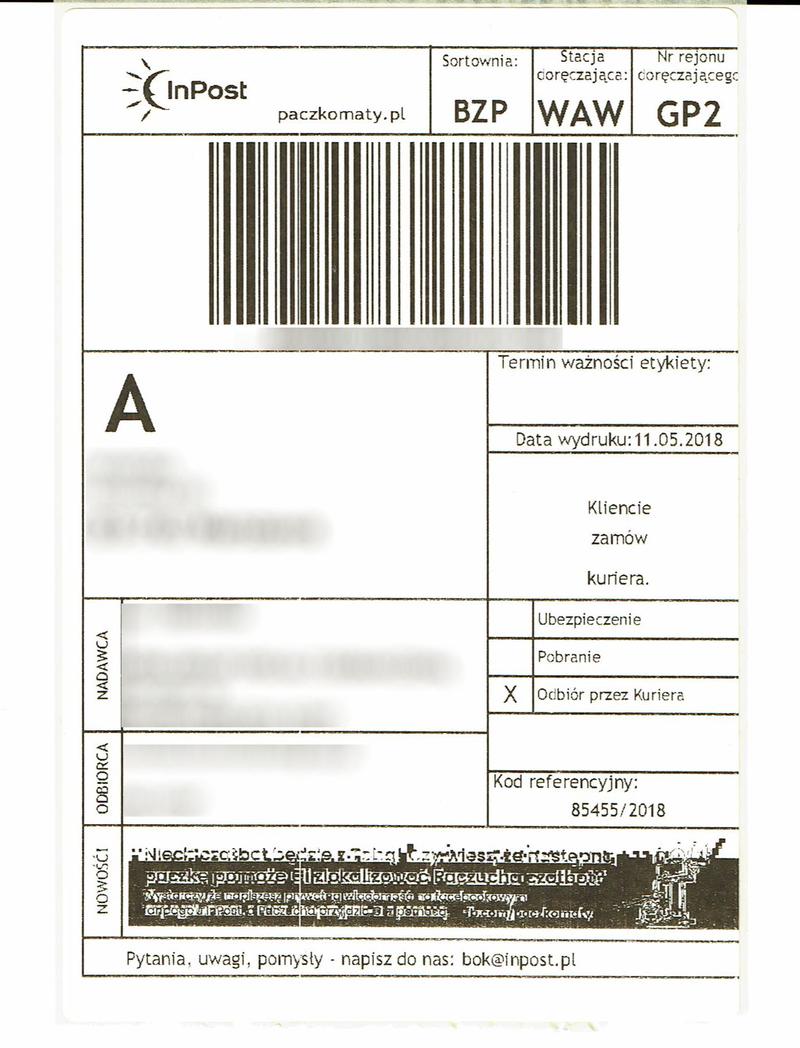 Druk etykiety InPost rozmiar